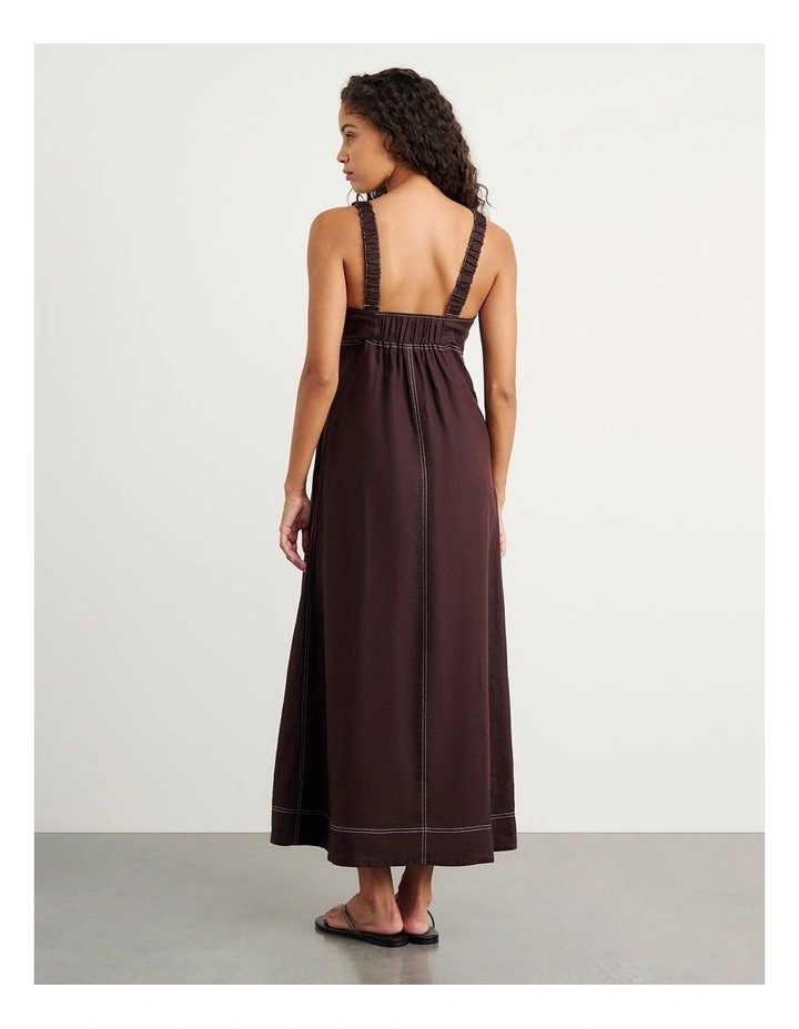 Sara Linen Midi Dress in Dark Chocolate image 5
