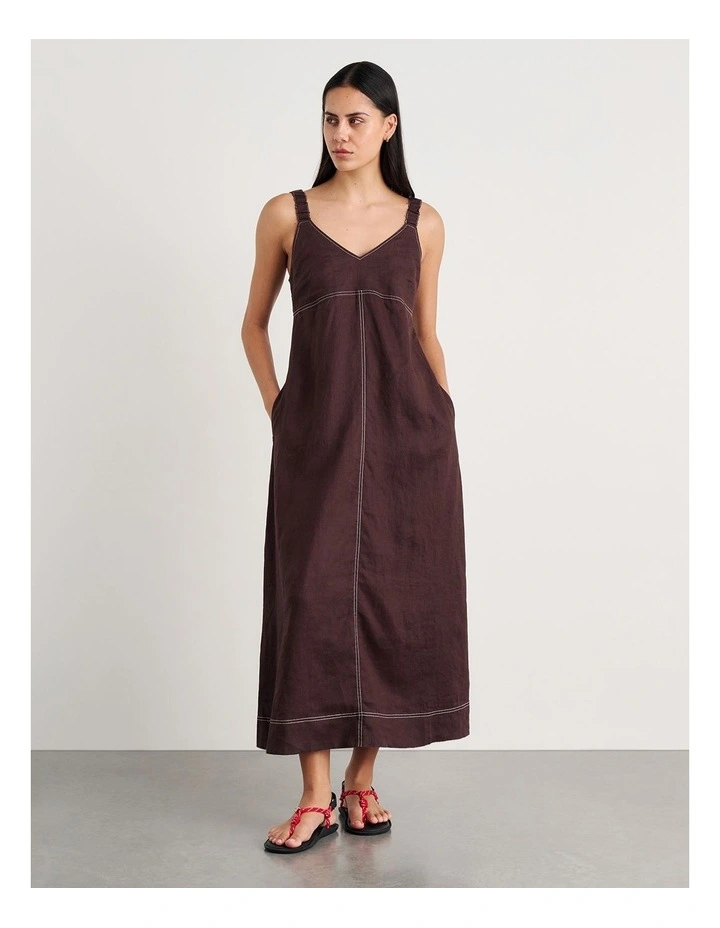 Sara Linen Midi Dress in Dark Chocolate image 5