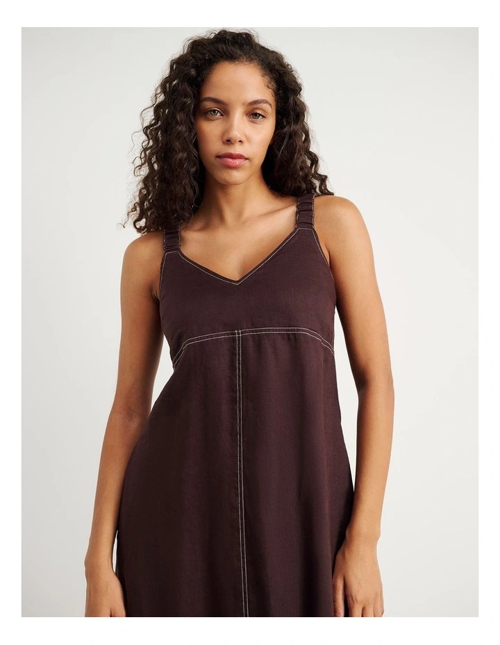 Sara Linen Midi Dress in Dark Chocolate image 6