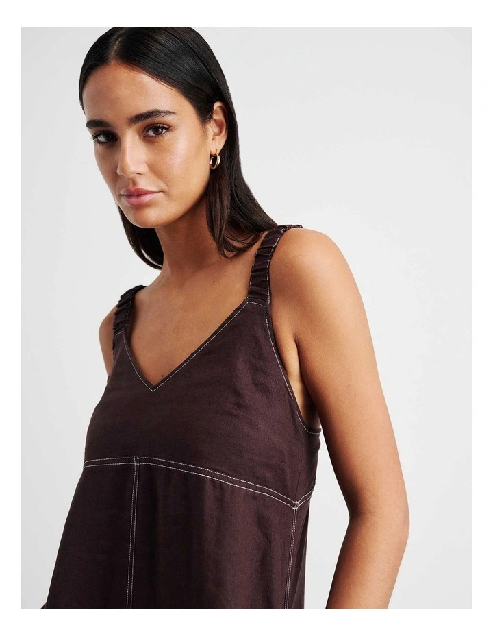 Sara Linen Midi Dress in Dark Chocolate image 6