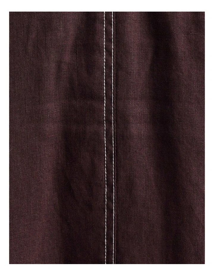 Sara Linen Midi Dress in Dark Chocolate image 7