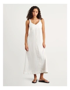 Sara Linen Midi Dress in White