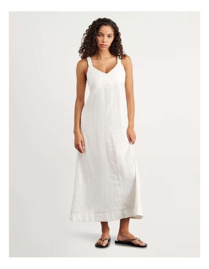 Sara Linen Midi Dress in White image 1