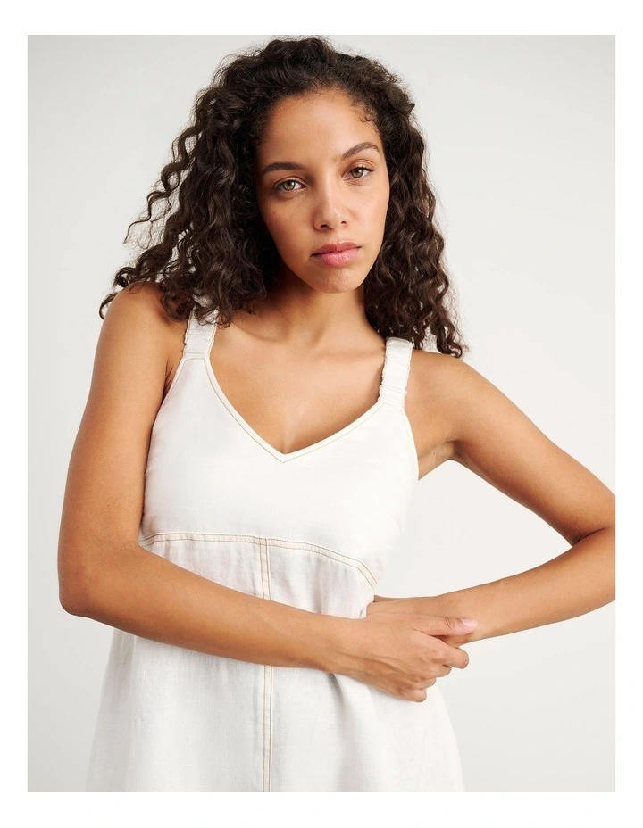 Sara Linen Midi Dress in White image 2