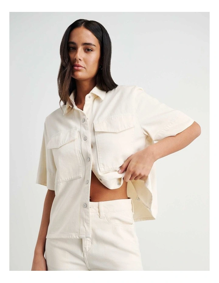 Loe Denim Shirt in Cream image 1