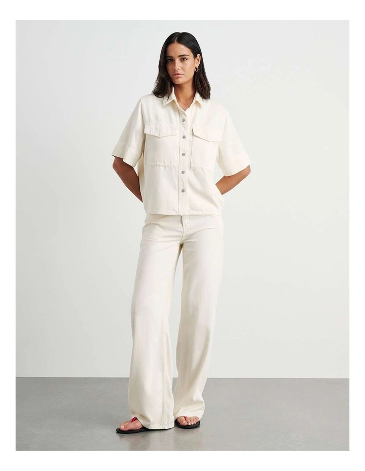 Loe Denim Shirt in Cream image 3