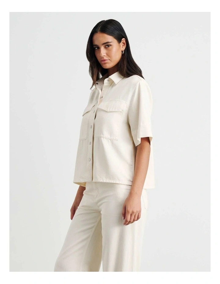 Loe Denim Shirt in Cream image 4