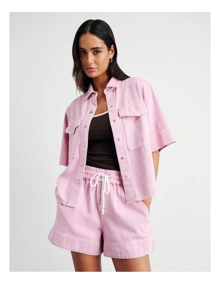 Loe Denim Shirt in Pink image 1