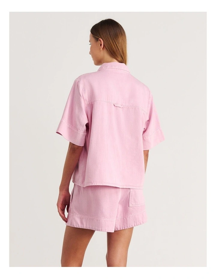 Loe Denim Shirt in Pink image 2