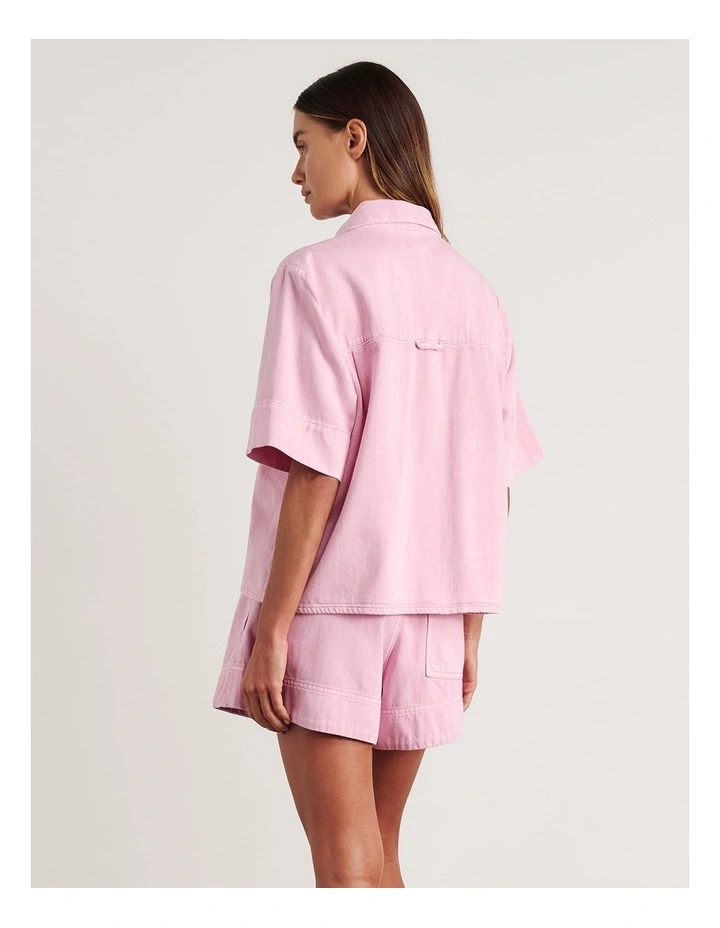 Loe Denim Shirt in Pink image 2