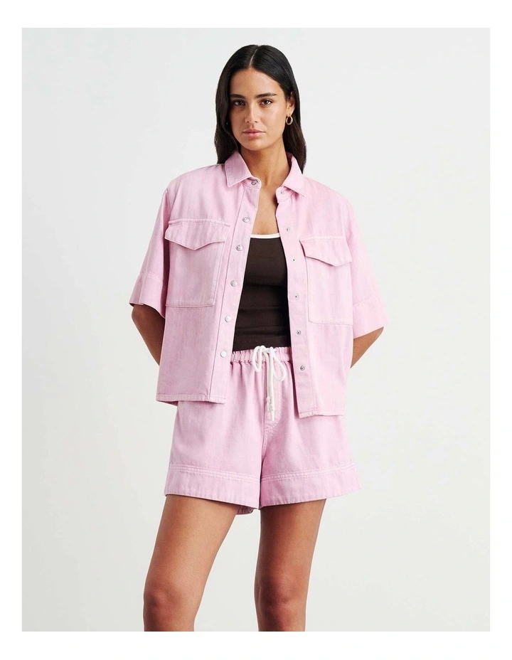Loe Denim Shirt in Pink image 2