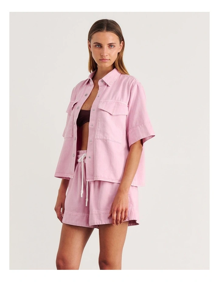 Loe Denim Shirt in Pink image 3