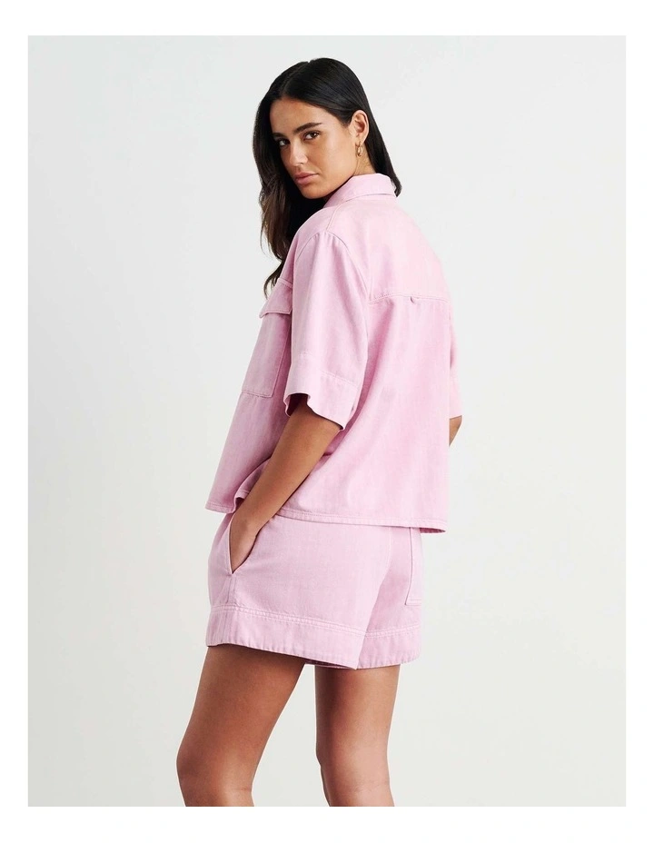 Loe Denim Shirt in Pink image 3