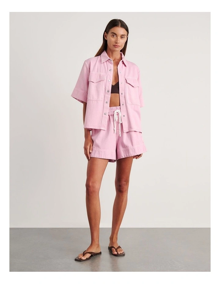 Loe Denim Shirt in Pink image 4