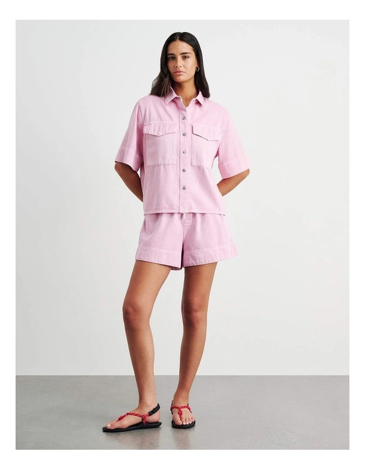 Loe Denim Shirt in Pink image 4