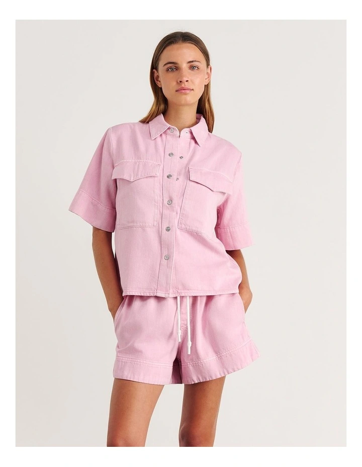Loe Denim Shirt in Pink image 5