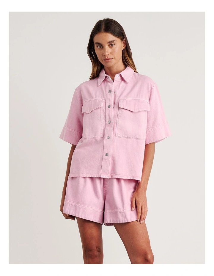 Loe Denim Shirt in Pink image 5