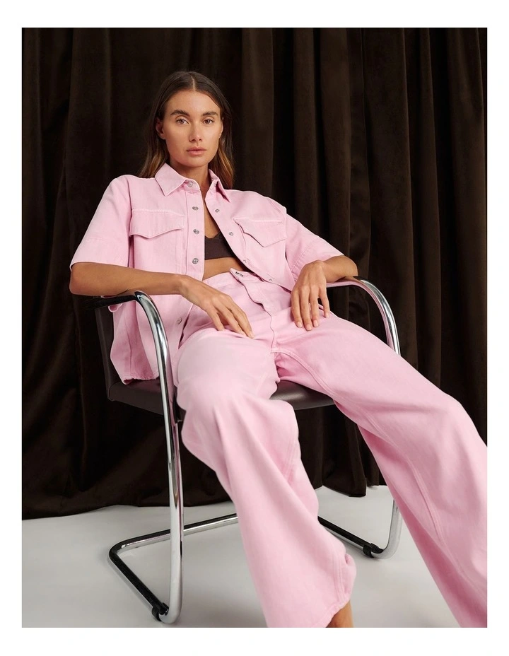 Loe Denim Shirt in Pink image 6