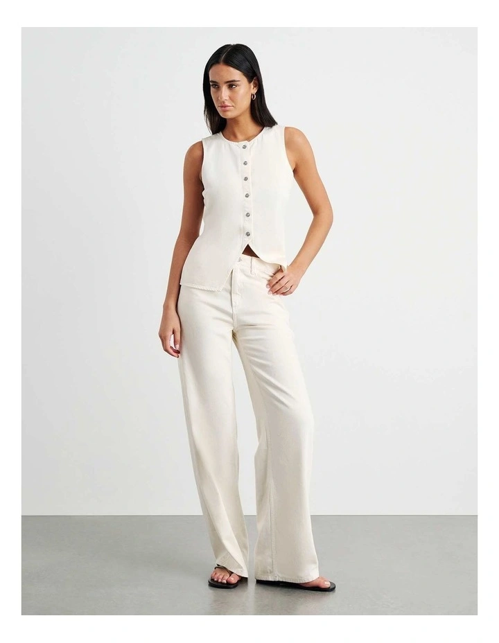 Loe Denim Vest in Cream image 2