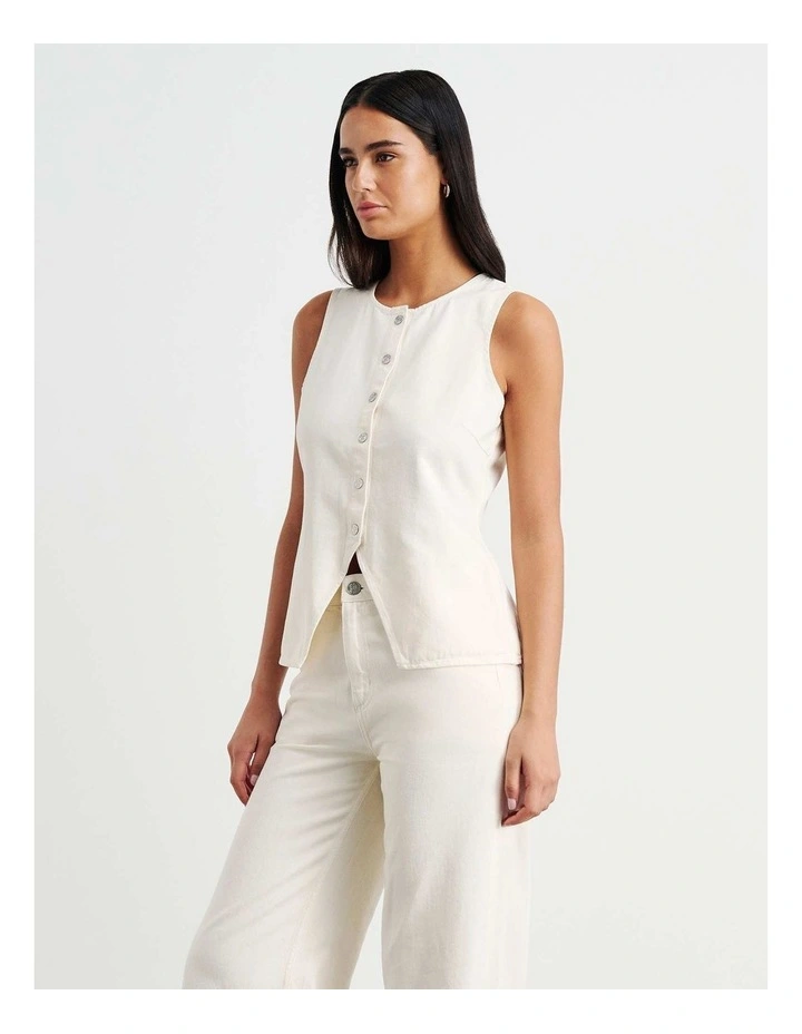 Loe Denim Vest in Cream image 4