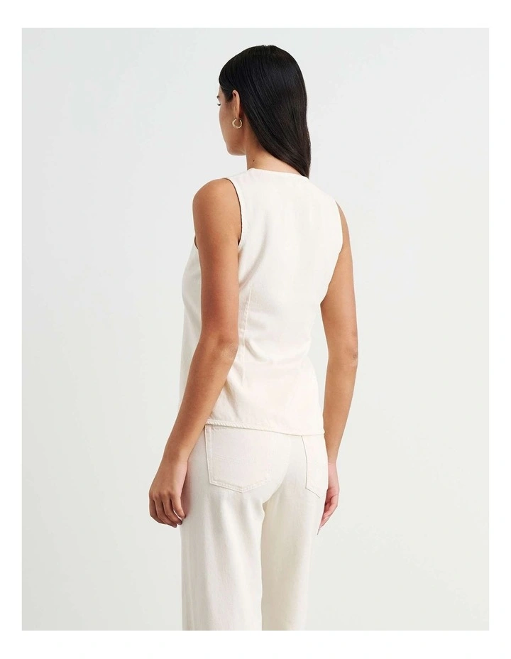 Loe Denim Vest in Cream image 5
