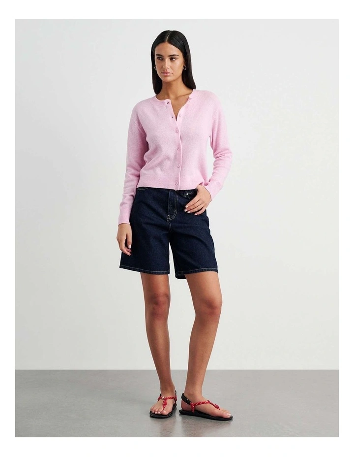 Long Sleeve Wool Cardigan in Pink image 2