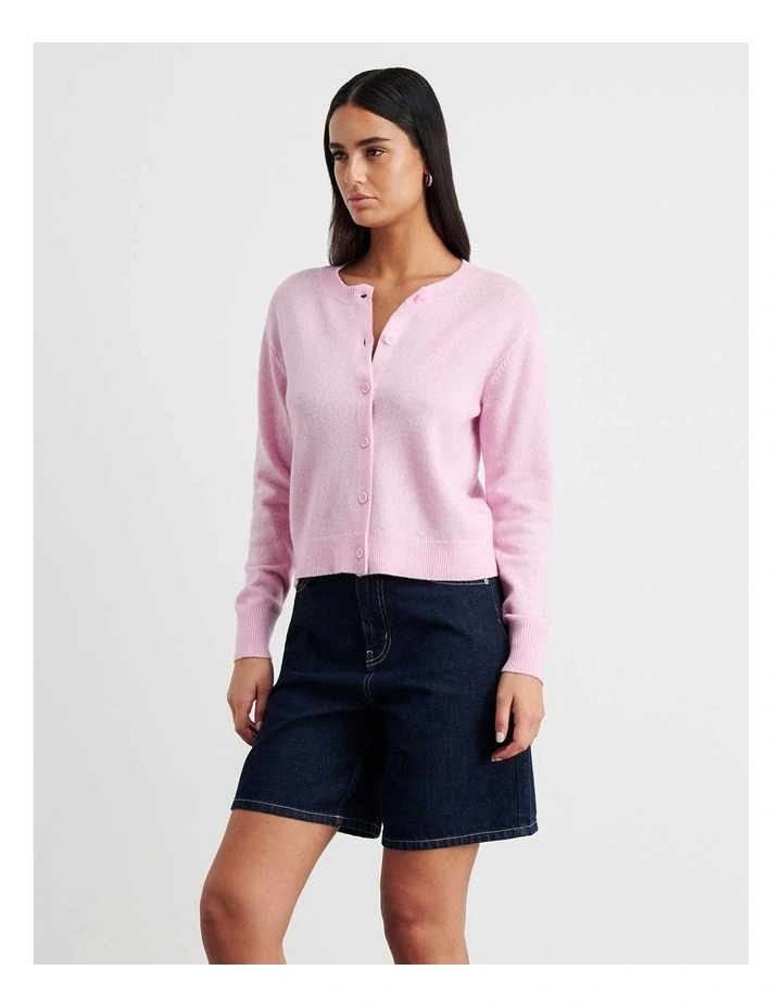 Long Sleeve Wool Cardigan in Pink image 4