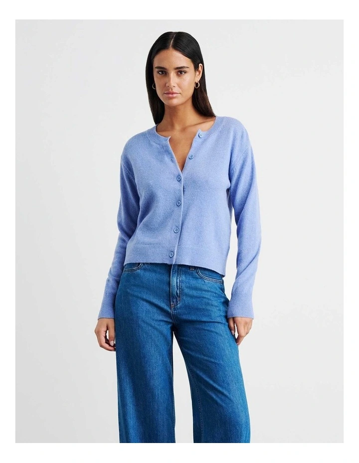 Long Sleeve Wool Cardigan in Blue image 2