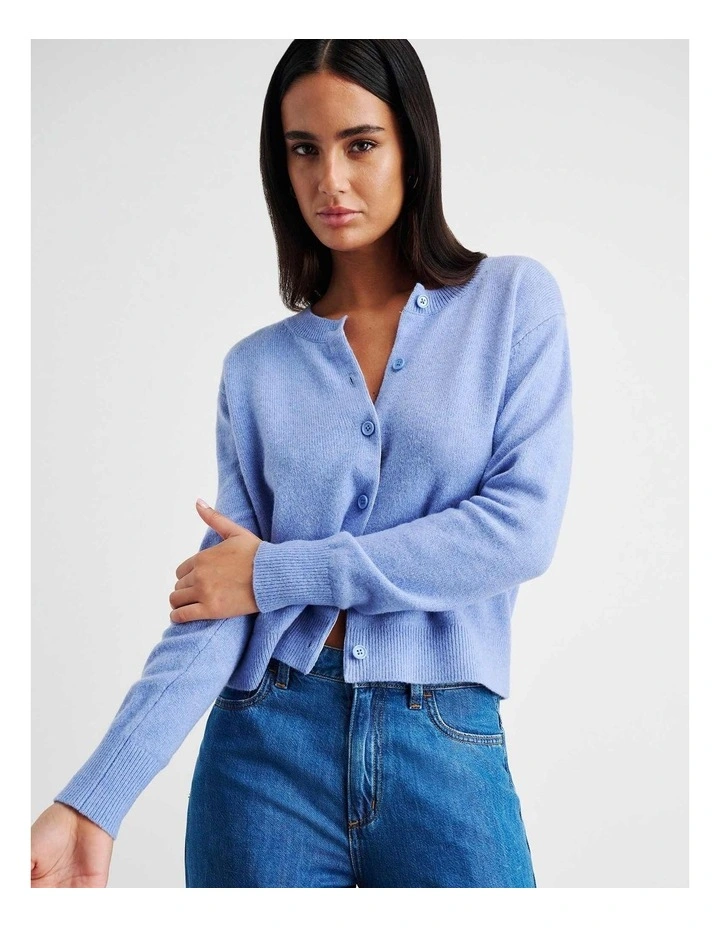 Long Sleeve Wool Cardigan in Blue image 4