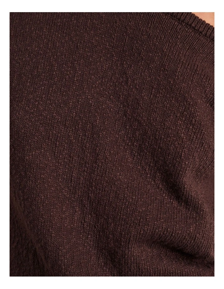 Arden Off Shoulder Knit Jumper in Brown image 7