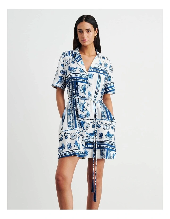 Lovebird Mini Shirt Dress in Multi image 3