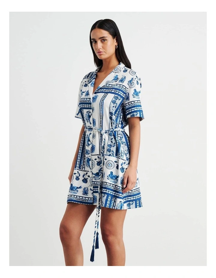 Lovebird Mini Shirt Dress in Multi image 4