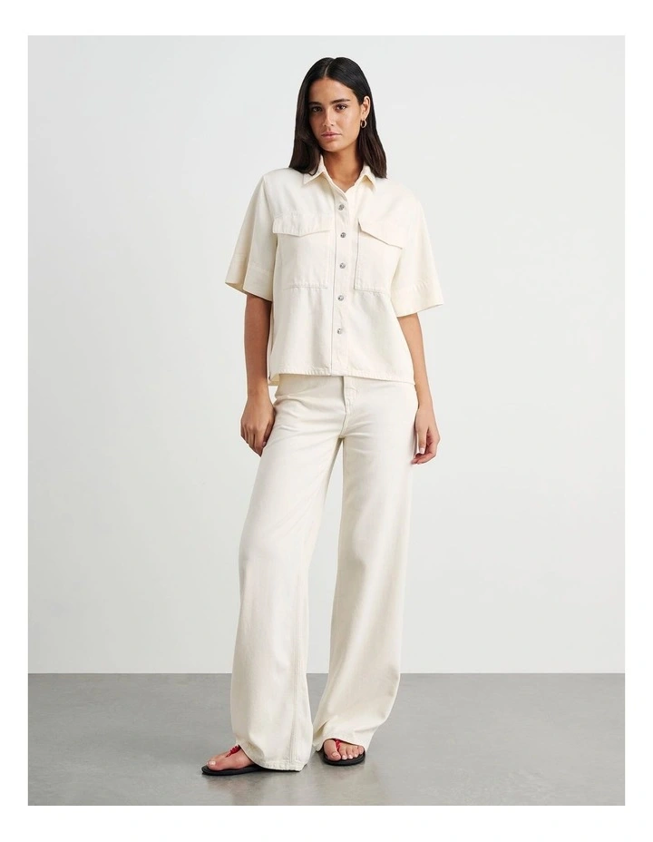 Loe Mid Rise Straight Jean in Cream image 4