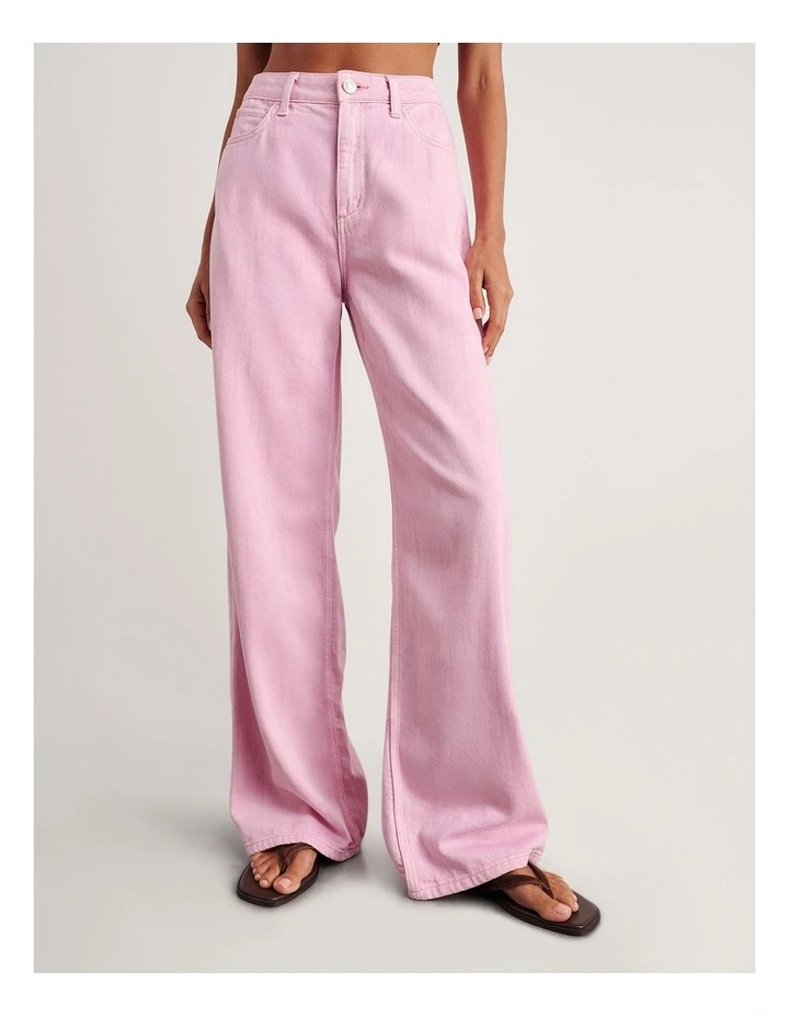 Loe Mid Rise Straight Jean in Pink image 1