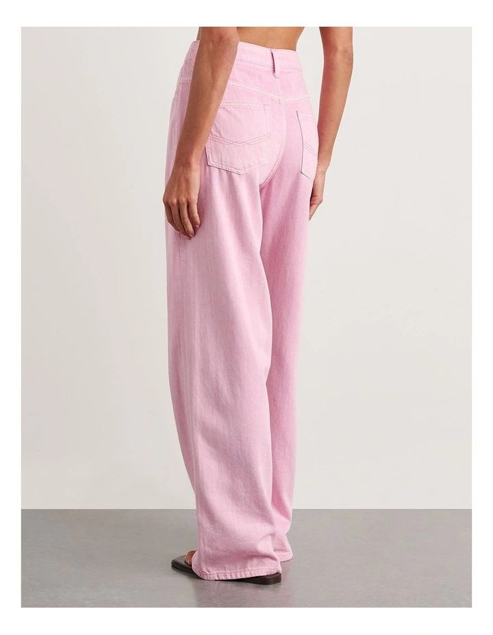 Loe Mid Rise Straight Jean in Pink image 2
