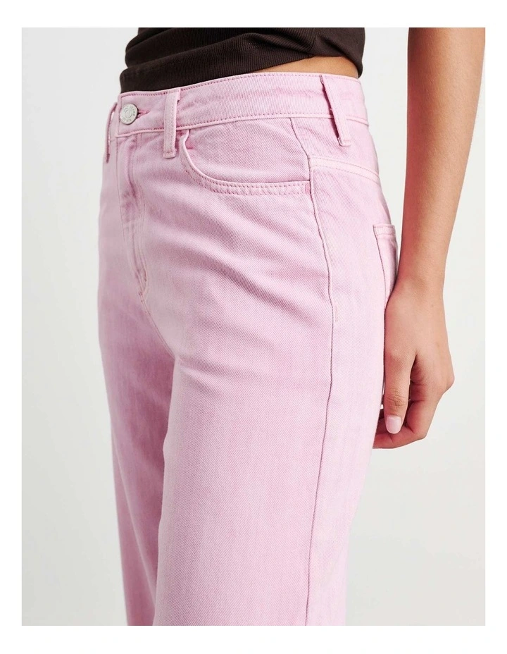Loe Mid Rise Straight Jean in Pink image 2