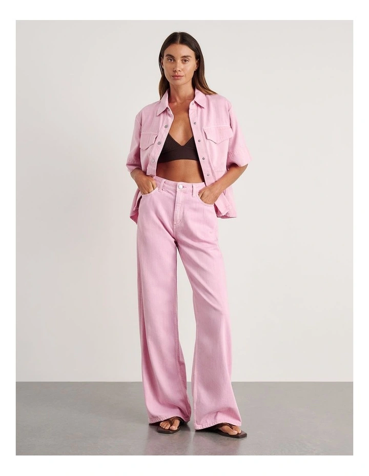 Loe Mid Rise Straight Jean in Pink image 5