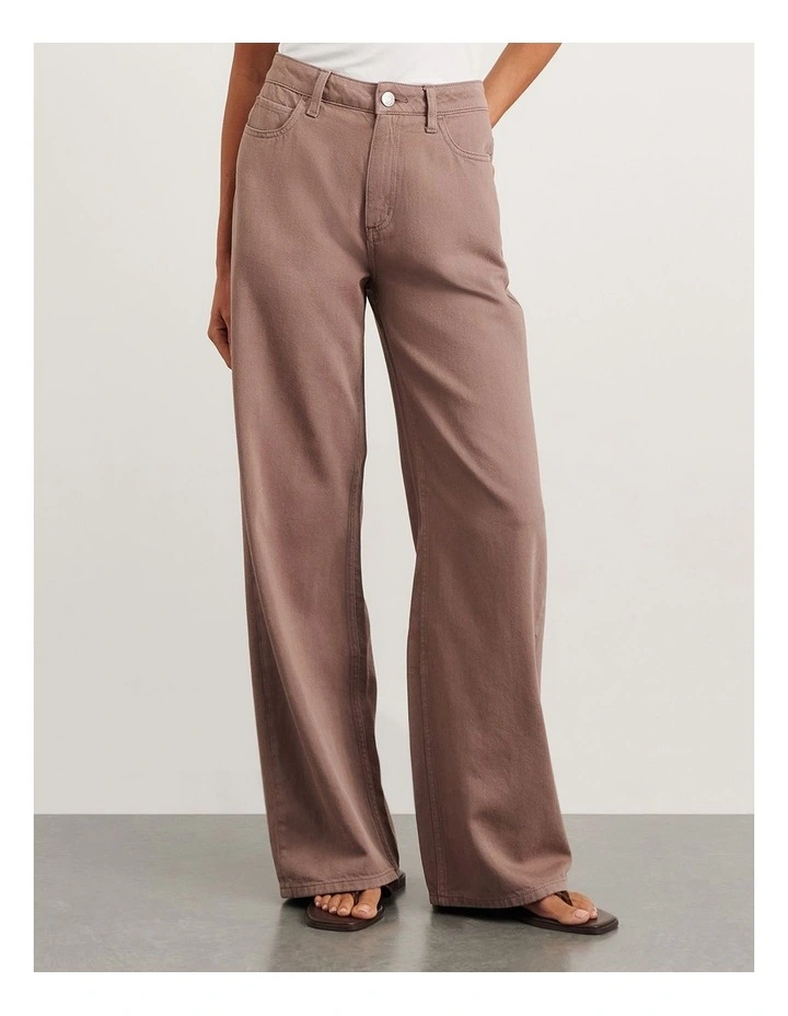 Loe Mid Rise Straight Jeans in Brown image 5