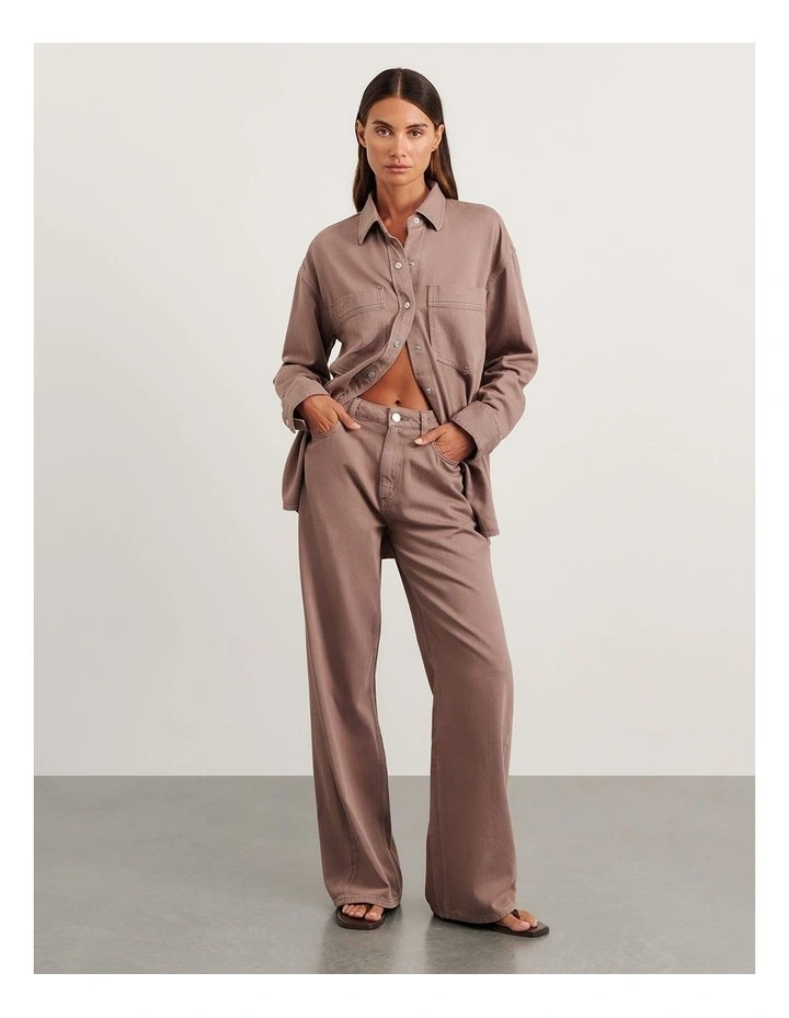 Loe Mid Rise Straight Jeans in Brown image 6