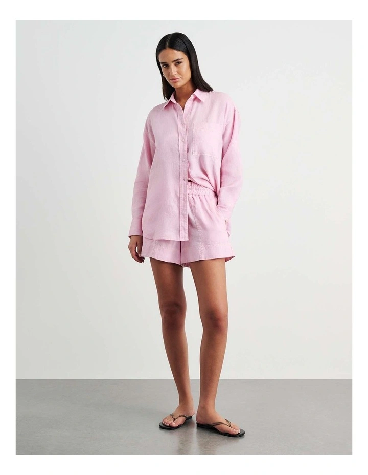 Gigi Linen Pull On Short in Pink image 2