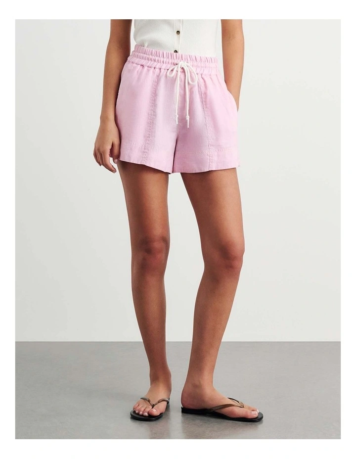 Gigi Linen Pull On Short in Pink image 4