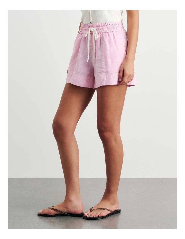 Gigi Linen Pull On Short in Pink image 5