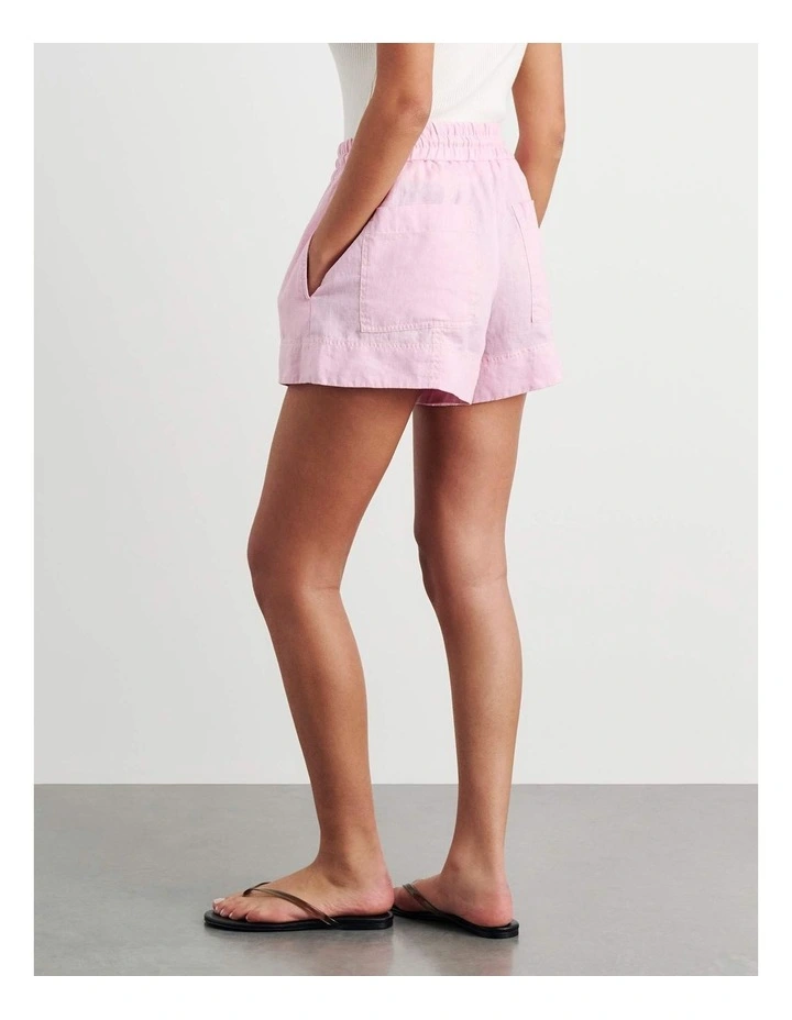 Gigi Linen Pull On Short in Pink image 6