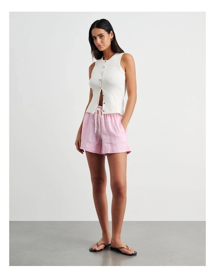 Gigi Linen Pull On Short in Pink image 7