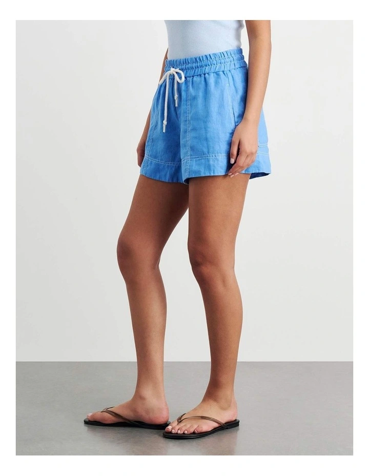 Gigi Linen Pull On Short in Navy image 5