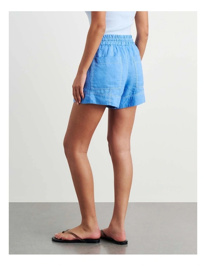Gigi Linen Pull On Short in Navy image 6