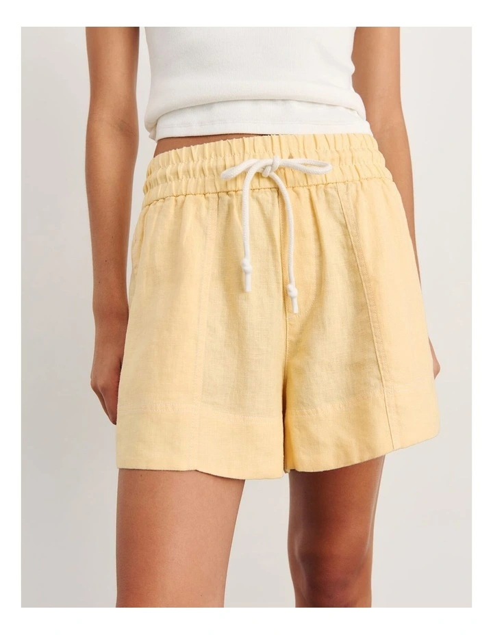 Gigi Linen Pull On Short in Yellow image 1