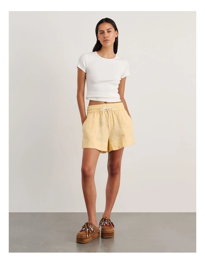 Gigi Linen Pull On Short in Yellow image 4