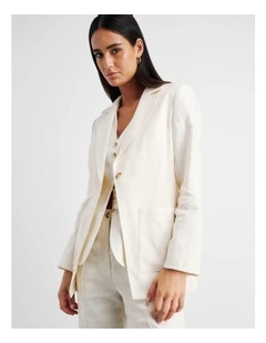Kayla Linen Blazer In White