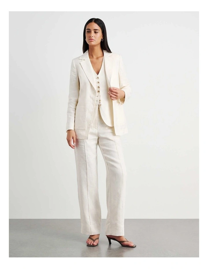 Kayla Linen Blazer In White image 2